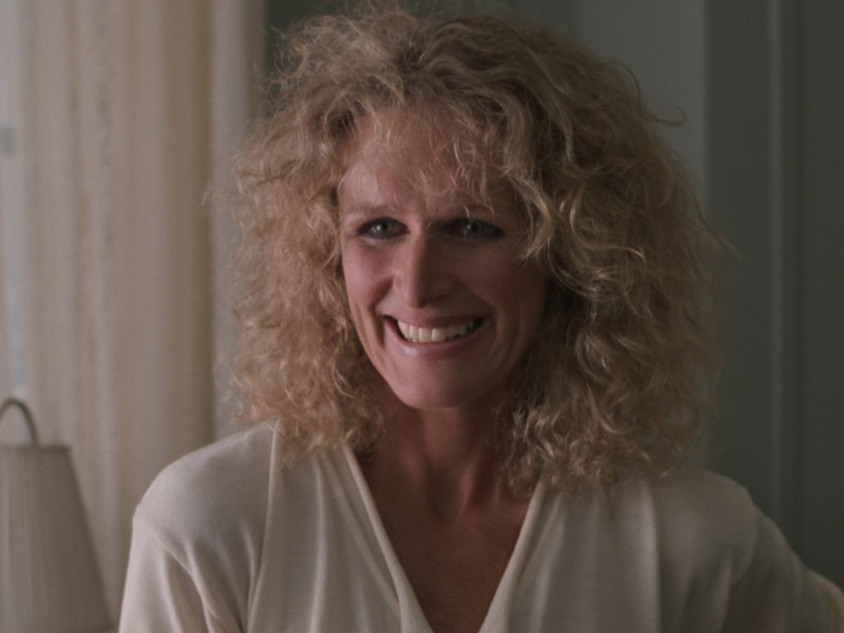 Glenn Close smiling as Alex Forrest in Fatal Attraction