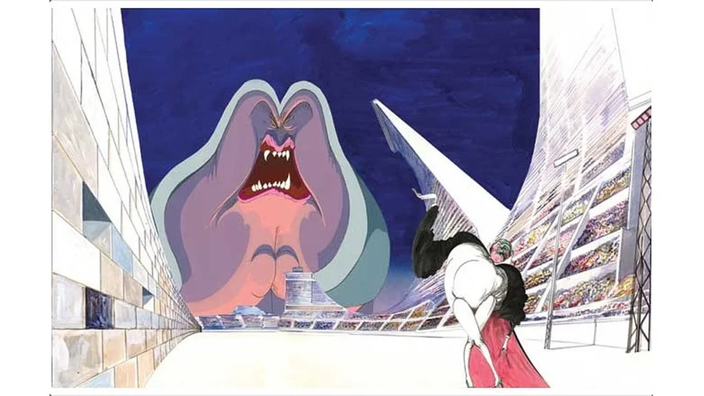 Gerald Scarfe animation of the screaming Judge towering over the wall in Pink Floyd: The Wall